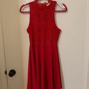 Red Lace A-line dress